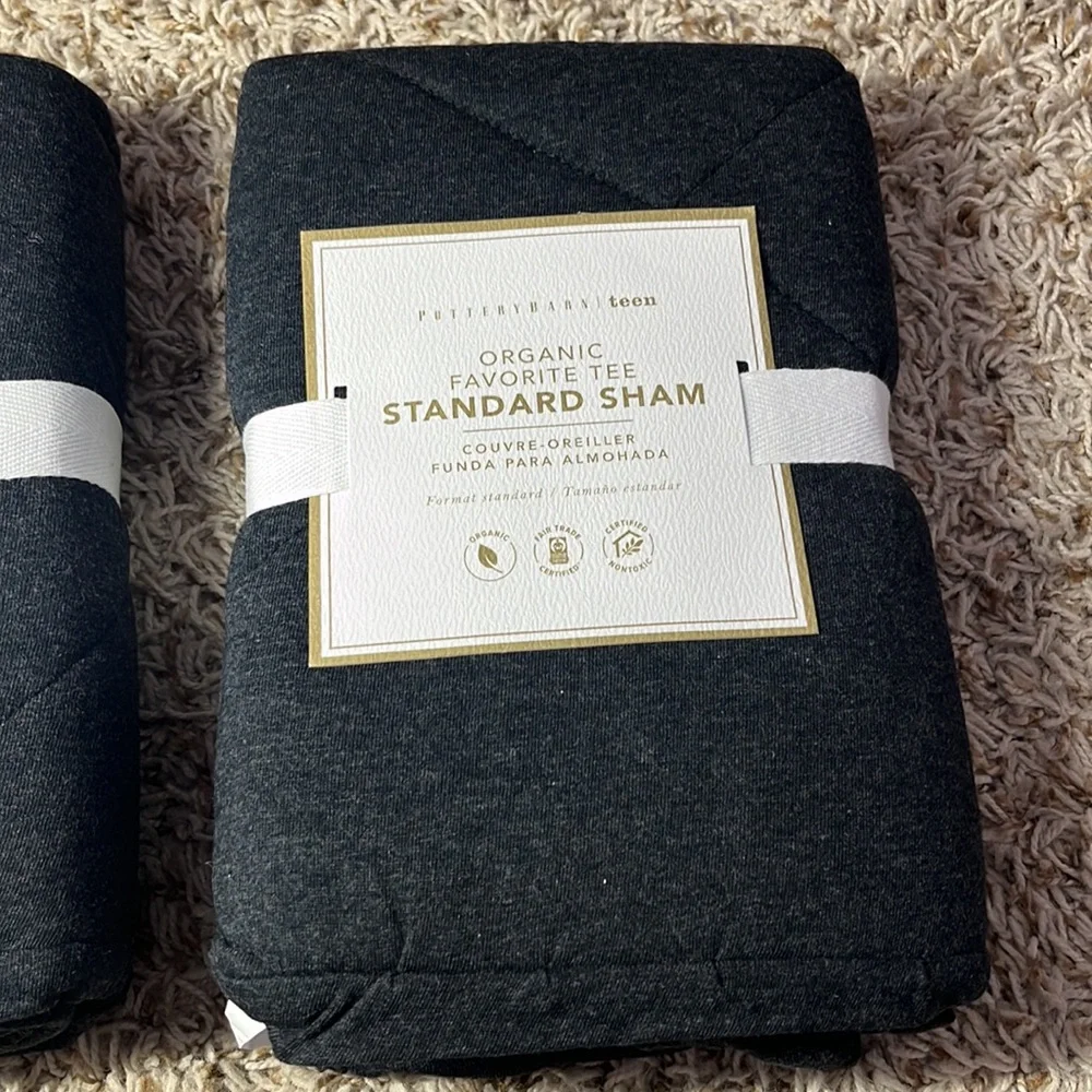 Pottery Barn Organic Favorite Tee Standard Sham NWT Heathered black.
